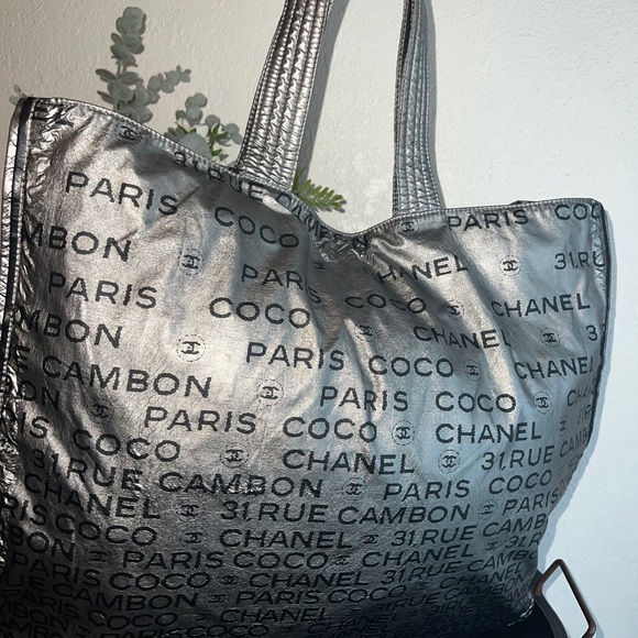 Authentic Chanel Silver Metallic 31 Rue Cambon Tote Bag - Picture 2 of 16